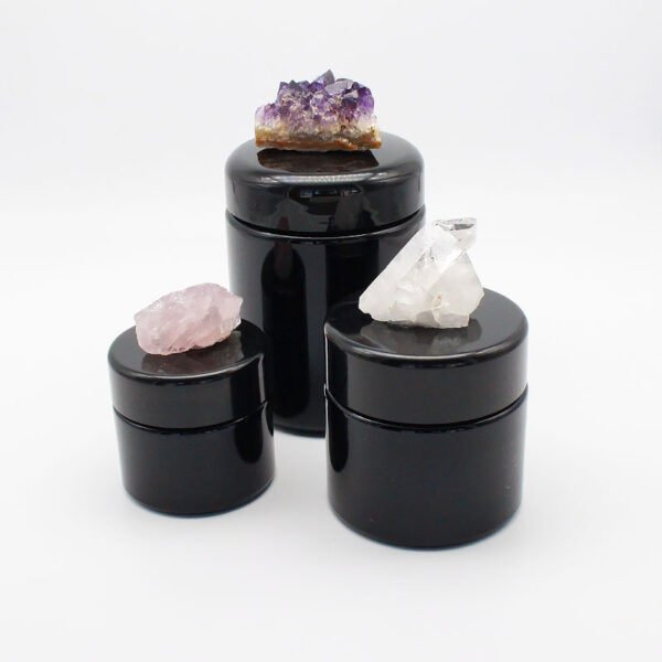 Set of three crystal jars