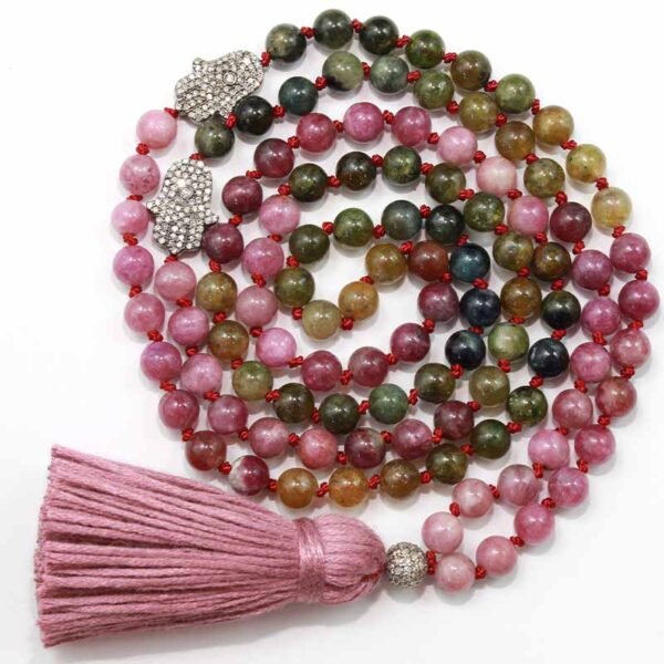 Tourmaline and Diamond Mala