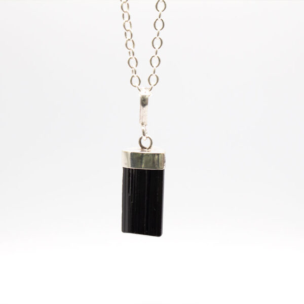 Black Tourmaline Necklace on Sterling Silver Chain