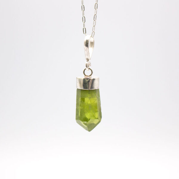 peridot pendant on a sterling silver chain
