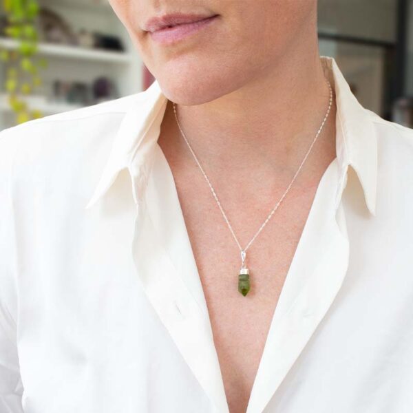 peridot pendant on a sterling silver chain