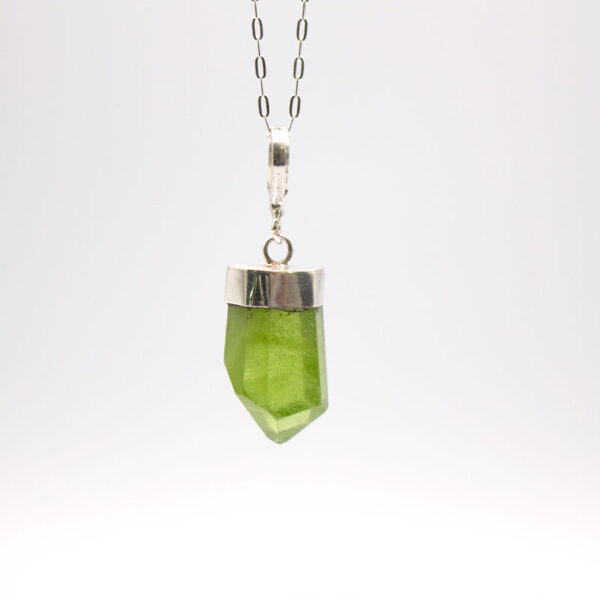 peridot pendant on a sterling silver chain