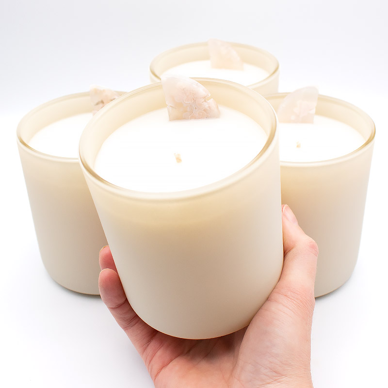 Flower Agate Crystal Candle